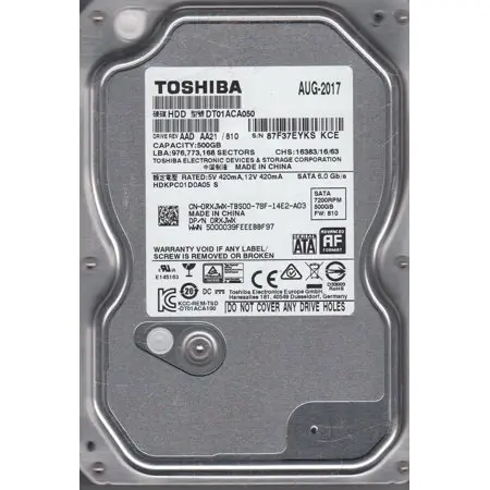 Toshiba 500GB SATA 3.5 Hard Drive