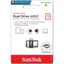 SANDISK ULTRA 16GB DUAL DRIVE m3.0 USB 3.0 FLASH DRIVE FOR ANDROID