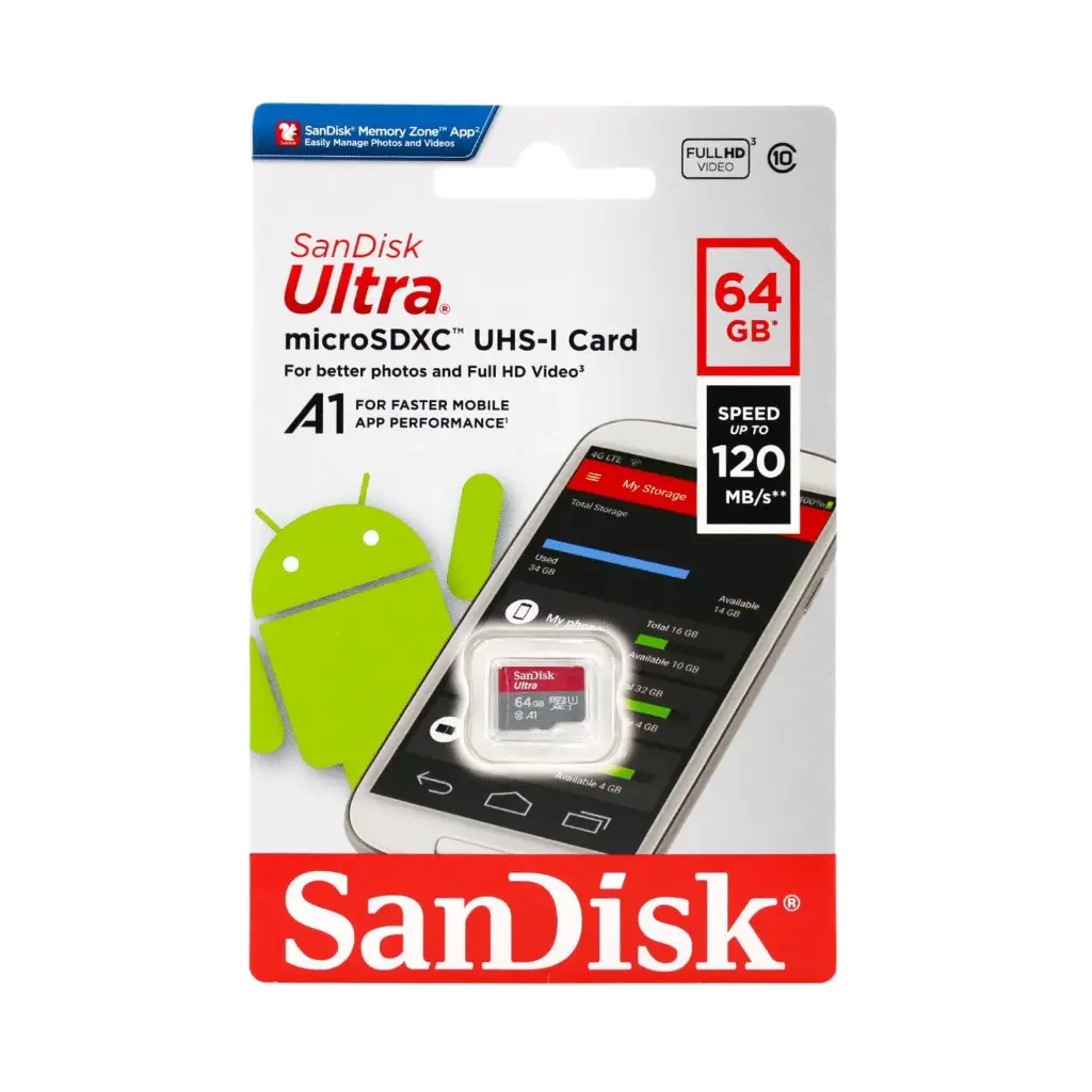 SanDisk Ultra MicroSDXC 64GB UHS-I Card 120mb/s
