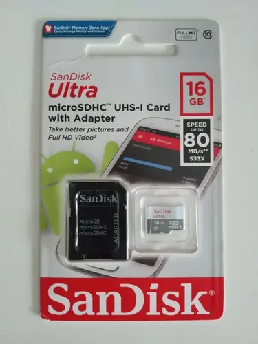 SanDisk Ultra 16GB MicroSDHC UHS-I Card with Adapter