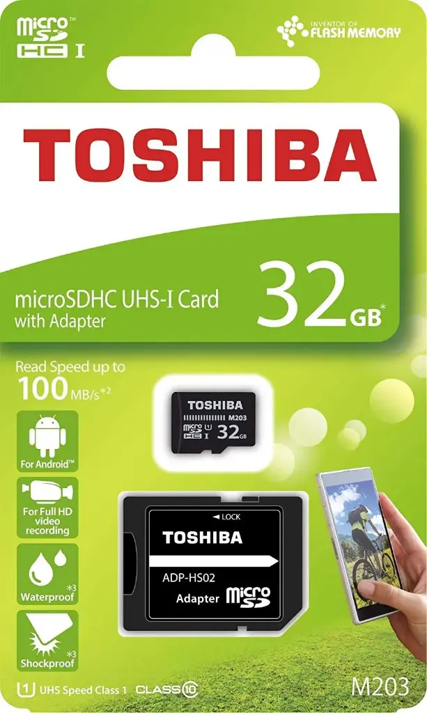 TOSHIBA 32GB MicroSDHC UHS-I Card with Adapter