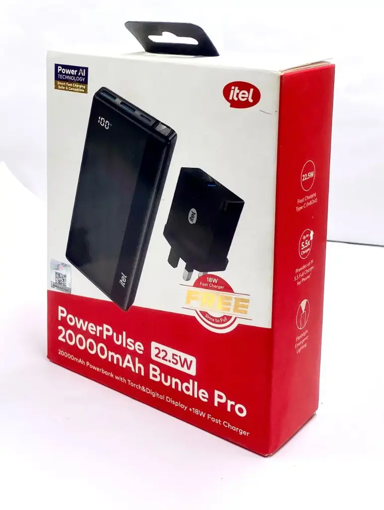 itel Power-Pulse I 20000mAh 22.5W & 18W Fast Charger Bundle Pro