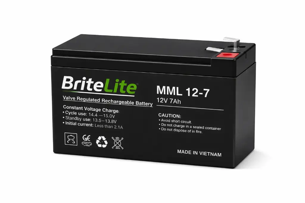 VRLA Battery BriteLite MML 12-7 12v 7Ah UPS Terminal