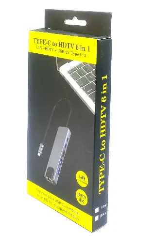 USB-C Multiport Adapter 5 in1 (HDMI x1,USB-A x2, TYPE-C x1 & LAN x1 PORTS) 