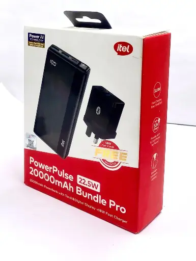 itel Power-Pulse I 20000mAh 22.5W & 18W Fast Charger Bundle Pro